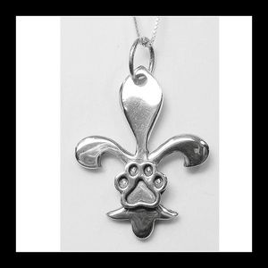 Sterling Silver Fleur De Lys w/Sterling Puppy Paw